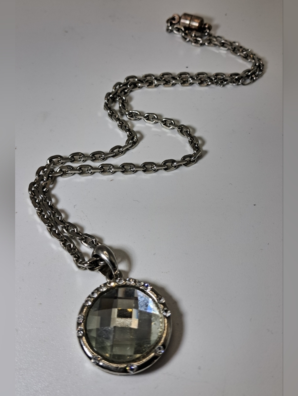Stainless Steel Polished Charcoal Glass Necklace - Picture 2 of 5
